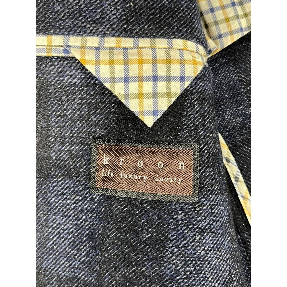 Kroon Nash Navy Buffalo Plaid Wool Blend Blazer Sport Coat 42R W13215LK - Picture 5 of 11